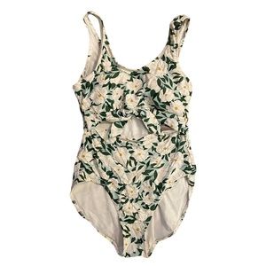 NWT Lime Ricki Floral Knotted One-Piece Swimsuit Size XL